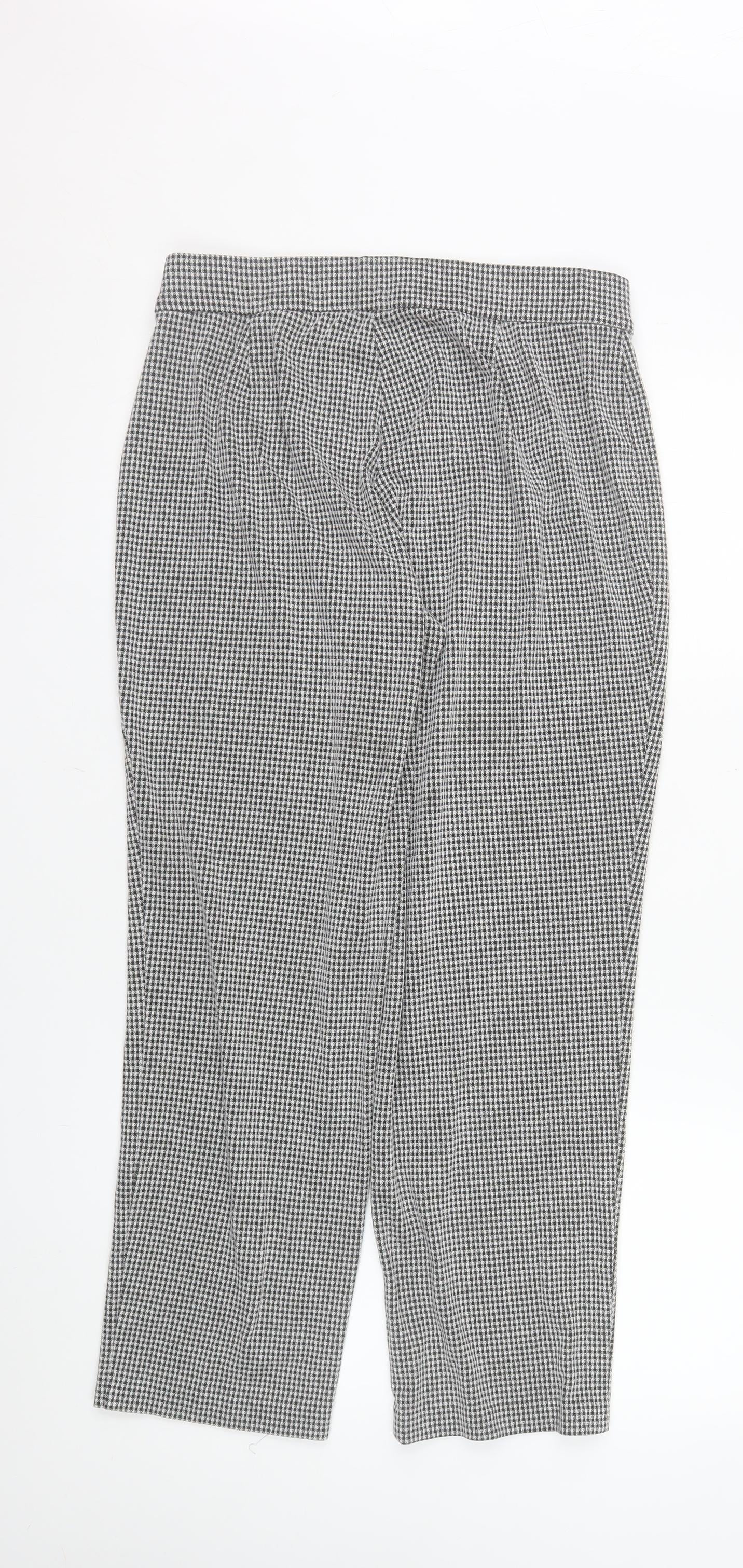Marks and Spencer Womens Grey Houndstooth Cropped Trousers Size 12