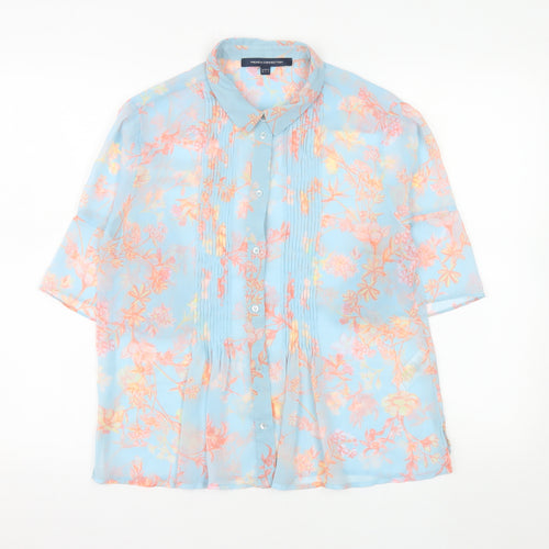 French Connection Women's Blue Floral Chiffon Blouse Size 10