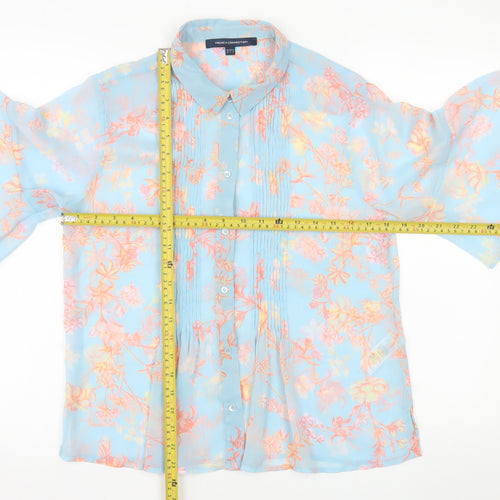 French Connection Women's Blue Floral Chiffon Blouse Size 10