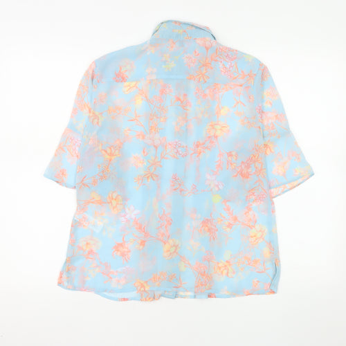 French Connection Women's Blue Floral Chiffon Blouse Size 10
