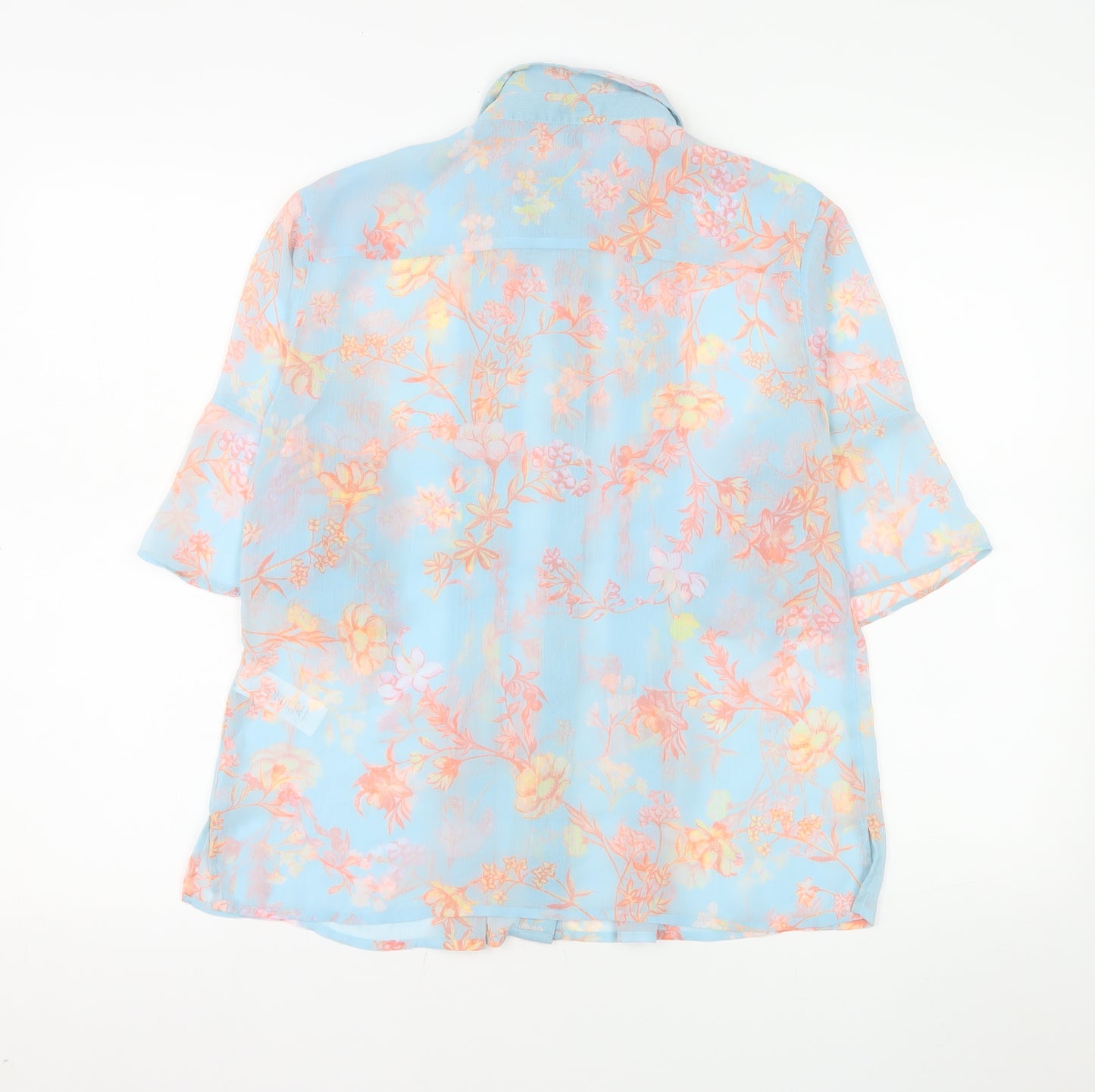 French Connection Women's Blue Floral Chiffon Blouse Size 10