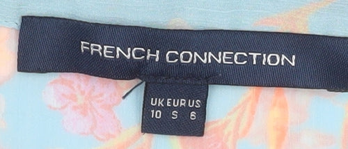 French Connection Women's Blue Floral Chiffon Blouse Size 10