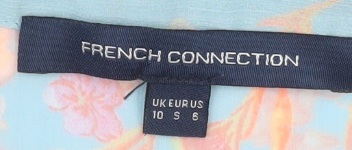 French Connection Women's Blue Floral Chiffon Blouse Size 10