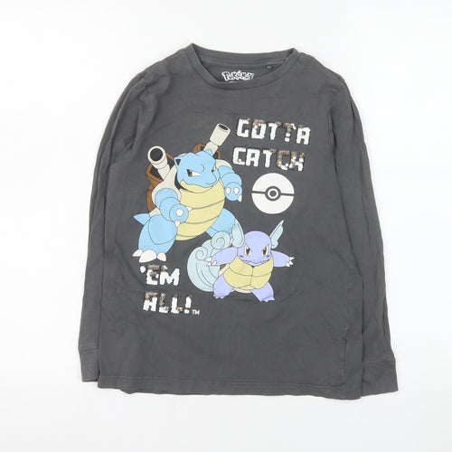 Pokémon Boys Grey Long Sleeve T-Shirt 9-10 Years Blastoise Graphic Top