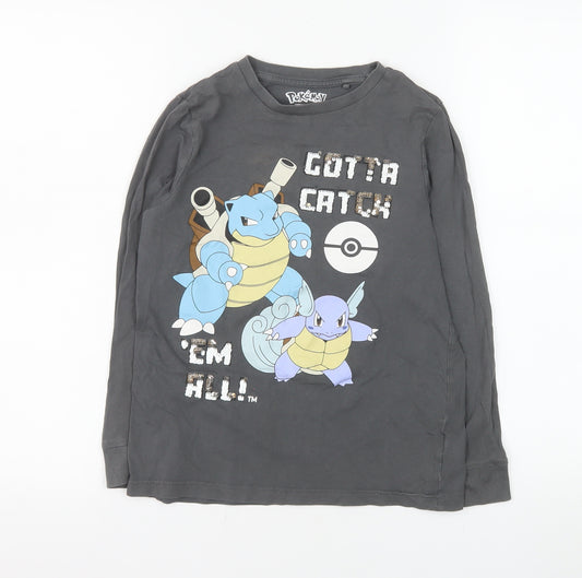 Pokémon Boys Grey Long Sleeve T-Shirt 9-10 Years Blastoise Graphic Top