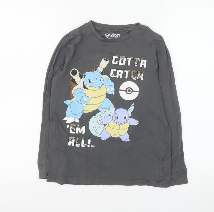 Pokémon Boys Grey Long Sleeve T-Shirt 9-10 Years Blastoise Graphic Top