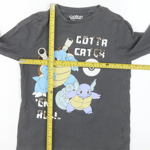 Pokémon Boys Grey Long Sleeve T-Shirt 9-10 Years Blastoise Graphic Top