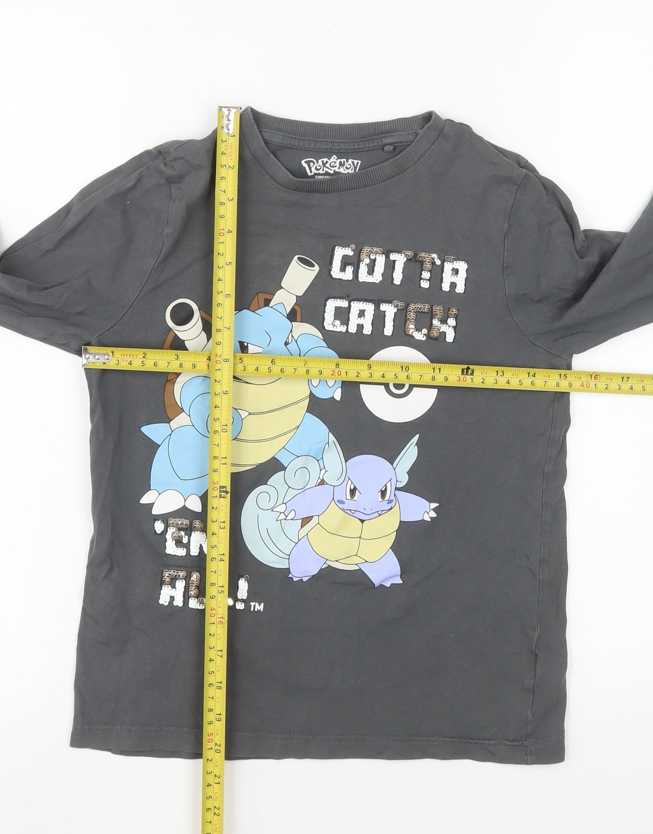 Pokémon Boys Grey Long Sleeve T-Shirt 9-10 Years Blastoise Graphic Top
