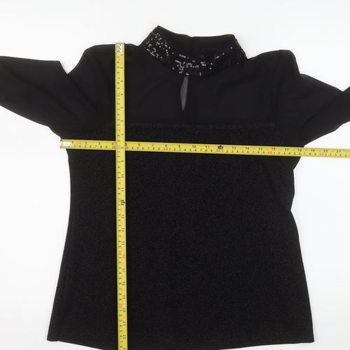 Dunnes Stores Women’s Black Sequin Long Sleeve Tunic Blouse Size 14
