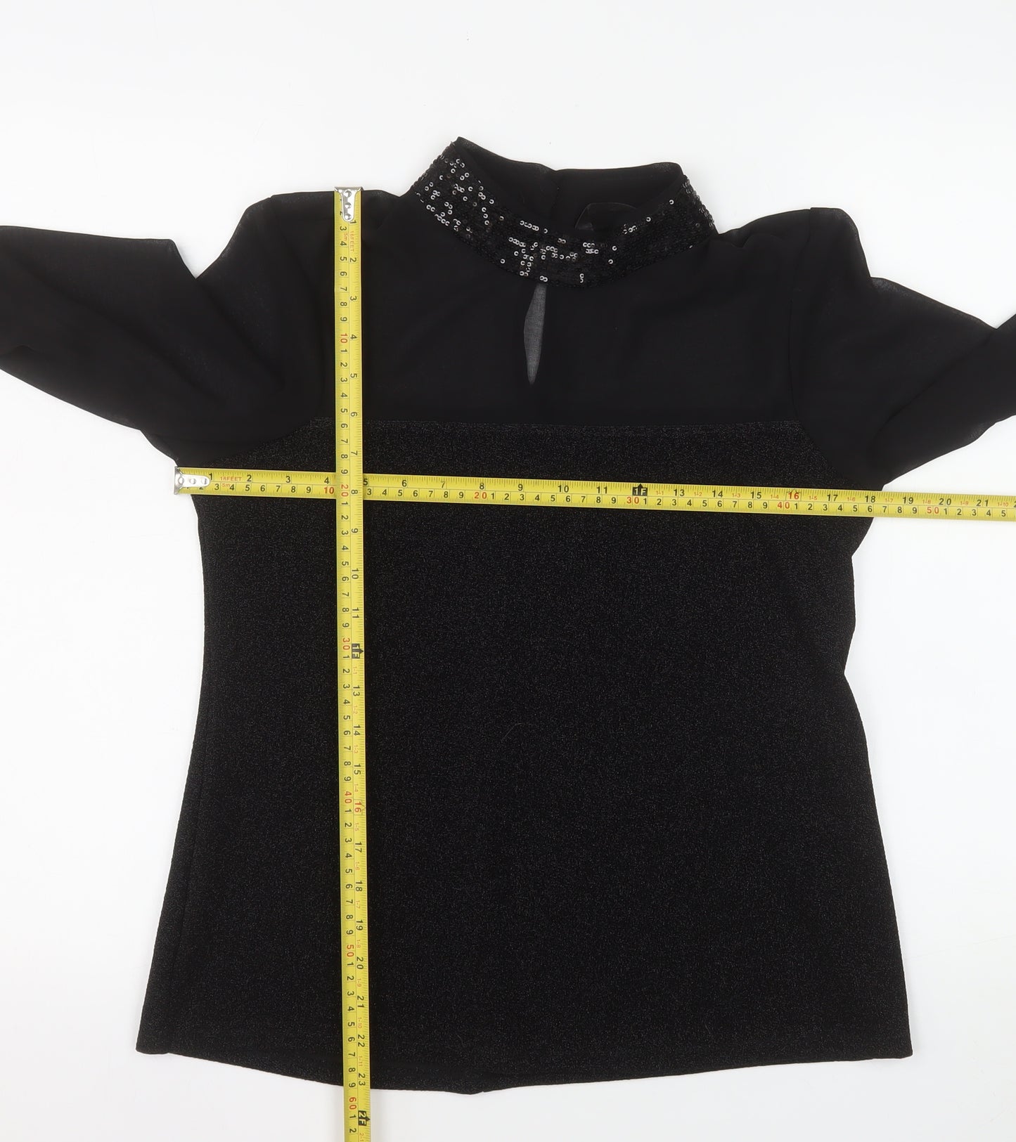 Dunnes Stores Women’s Black Sequin Long Sleeve Tunic Blouse Size 14