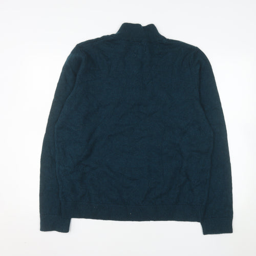 Farah Men's Blue 2XL Mock Neck 1/4 Zip Wool Blend Sweatshirt