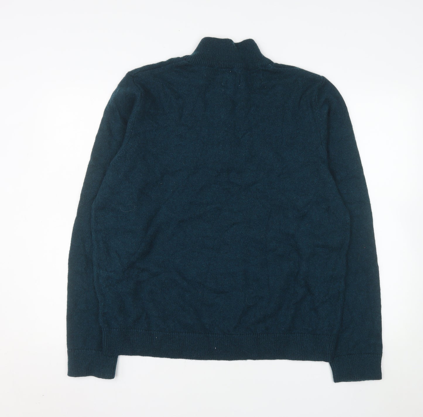 Farah Men's Blue 2XL Mock Neck 1/4 Zip Wool Blend Sweatshirt
