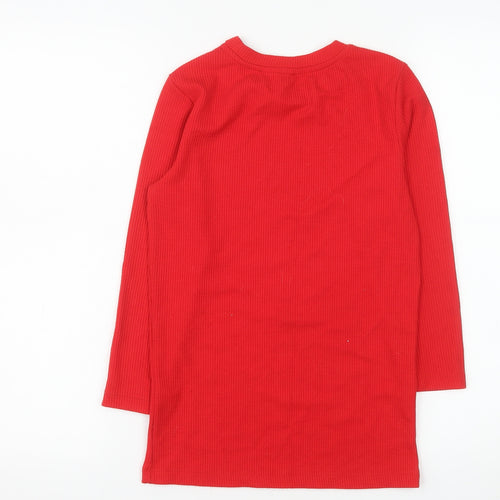 Savida Women Red Beaded Long Sleeve Pullover Jumper XS