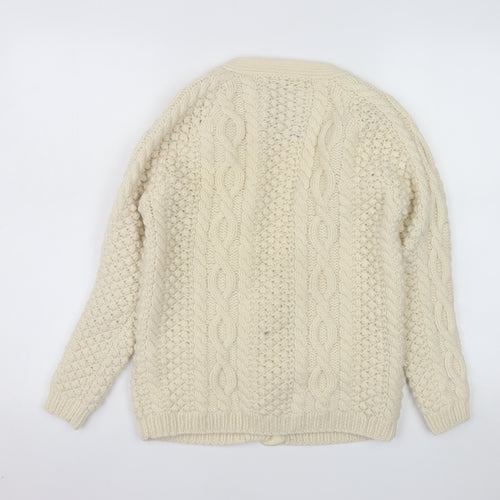 Jack Wills Women Ivory Lambswool Chunky Knit Cardigan UK 10