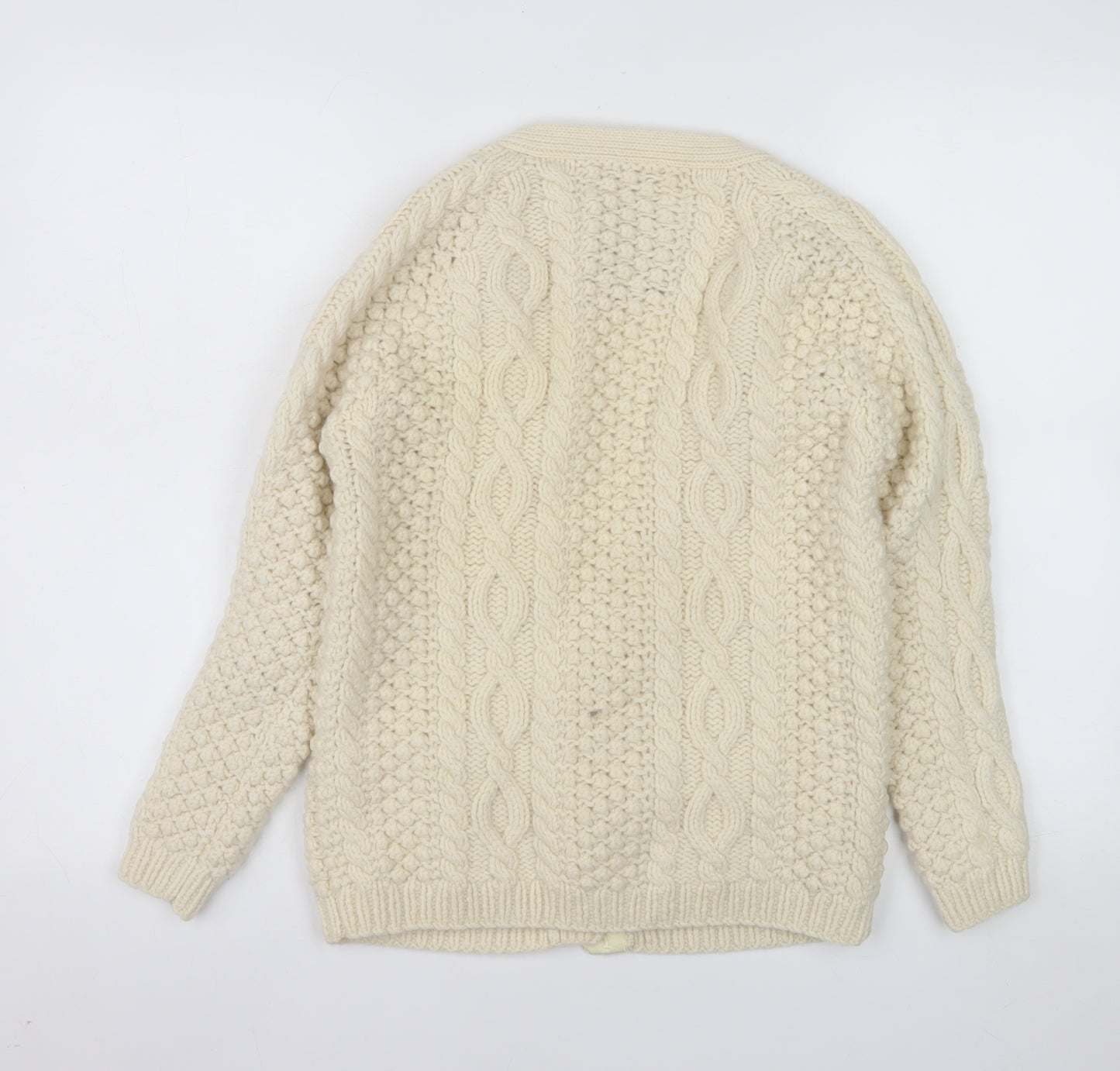 Jack Wills Women Ivory Lambswool Chunky Knit Cardigan UK 10