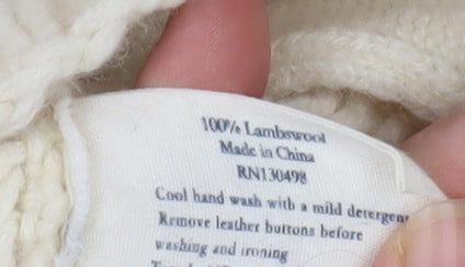 Jack Wills Women Ivory Lambswool Chunky Knit Cardigan UK 10