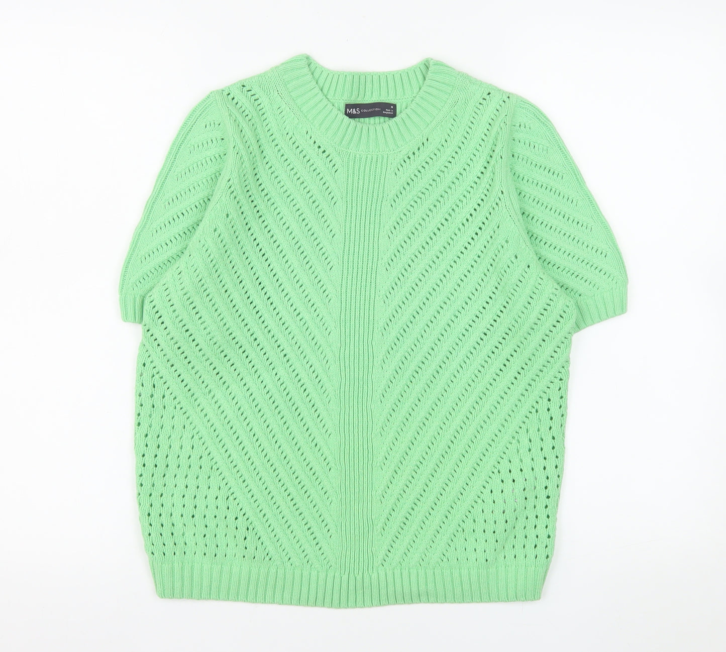 Marks and Spencer Women’s Green Knit Short Sleeve Pullover Jumper M