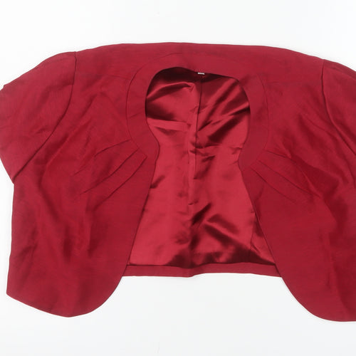 CC Women Red Linen Silk Cropped Bolero Jacket Size 12