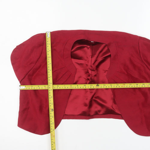 CC Women Red Linen Silk Cropped Bolero Jacket Size 12