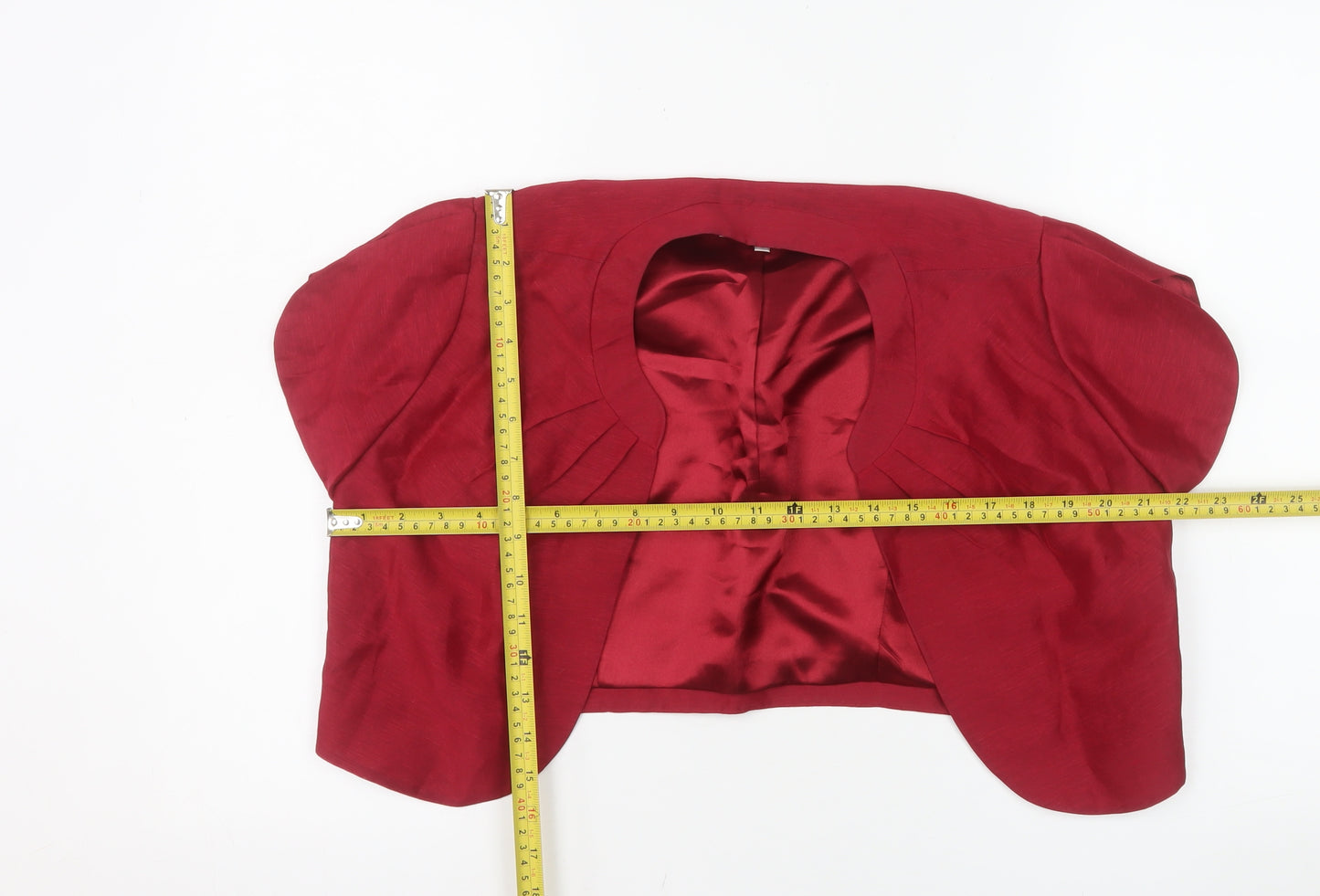 CC Women Red Linen Silk Cropped Bolero Jacket Size 12