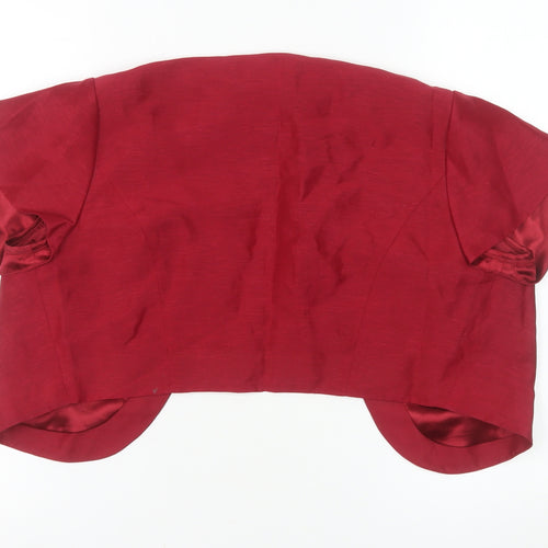 CC Women Red Linen Silk Cropped Bolero Jacket Size 12