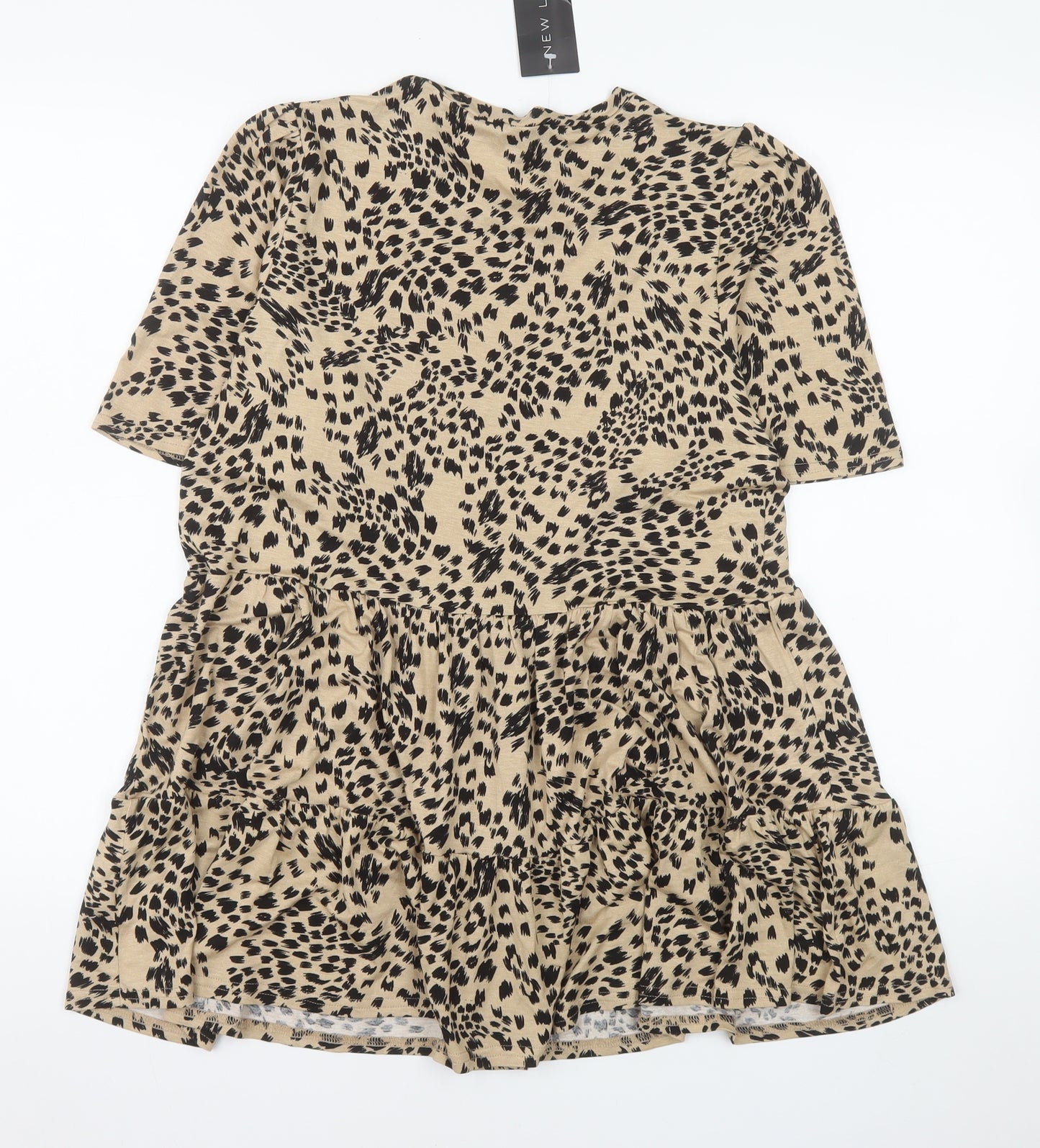 New Look Women’s Beige Animal Print Viscose Skater Dress Size 12