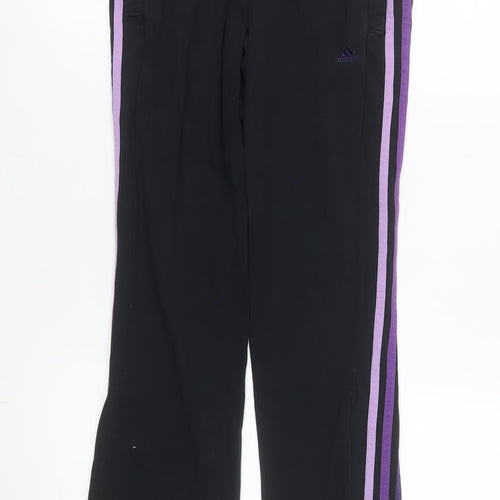 Adidas Womens Black Purple Stripe Joggers XS Cotton Blend