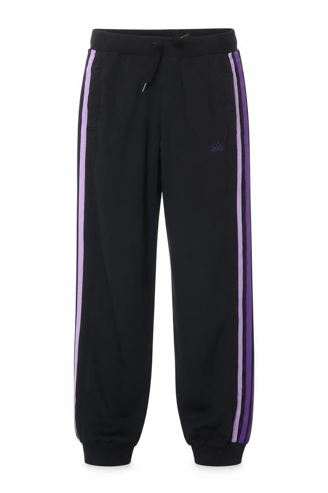 Adidas Womens Black Purple Stripe Joggers XS Cotton Blend