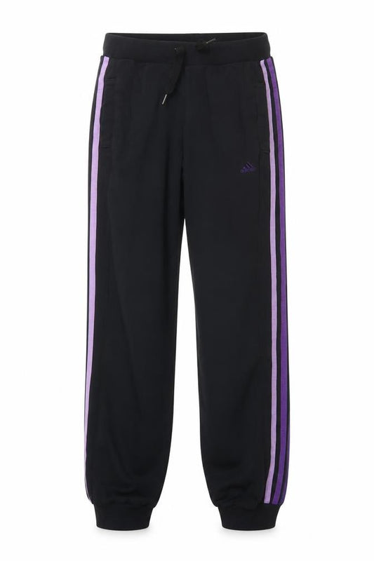 Adidas Womens Black Purple Stripe Joggers XS Cotton Blend