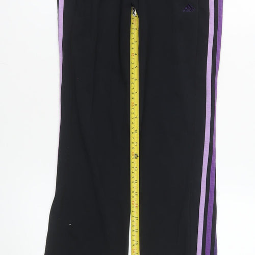 Adidas Womens Black Purple Stripe Joggers XS Cotton Blend