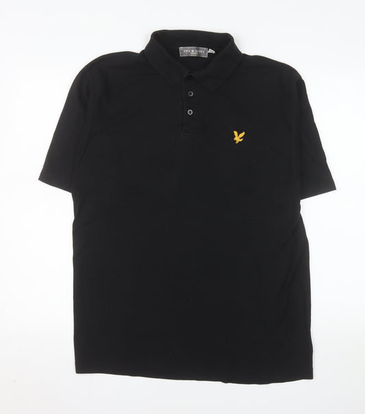 Lyle & Scott Mens Black Polo Shirt L Short Sleeve Classic Fit