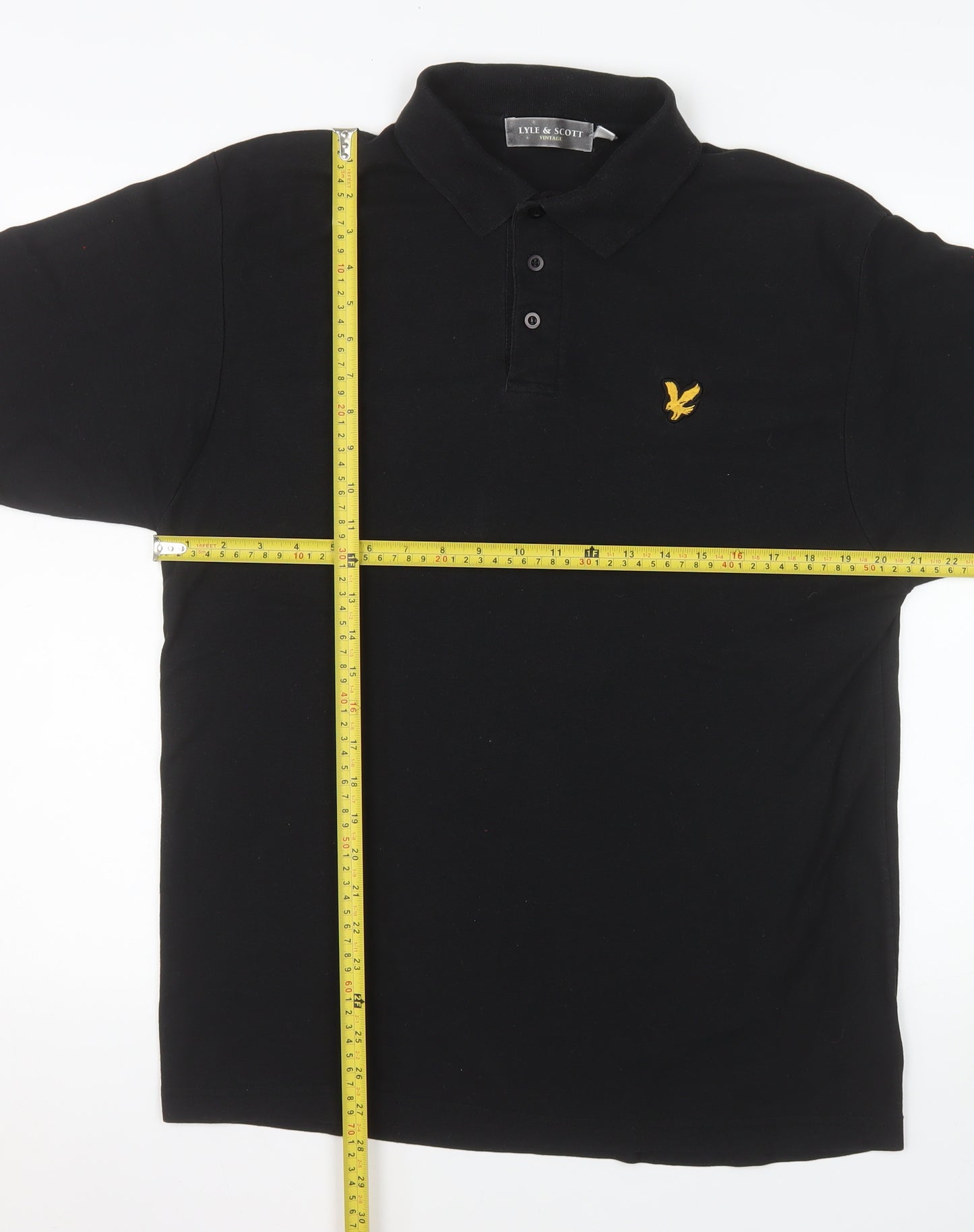 Lyle & Scott Mens Black Polo Shirt L Short Sleeve Classic Fit