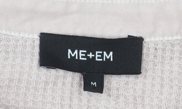 ME+EM Women's Beige Henley Cotton Sweatshirt Size M