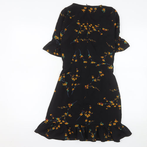 PrettyLittleThing Women’s Black Floral Wrap Dress Size 8