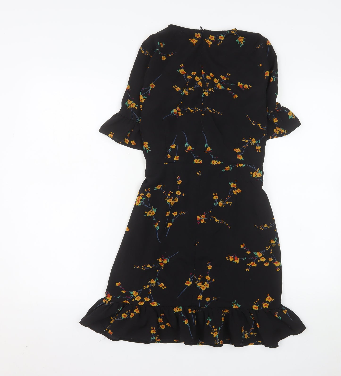 PrettyLittleThing Women’s Black Floral Wrap Dress Size 8