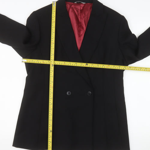 Marks and Spencer Women Black Wool Double-Breasted Blazer UK 14