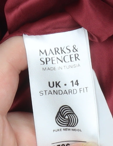 Marks and Spencer Women Black Wool Double-Breasted Blazer UK 14