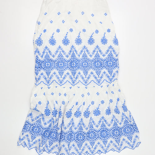 Savida Women's White Embroidered A-Line Midi Skirt Size 12