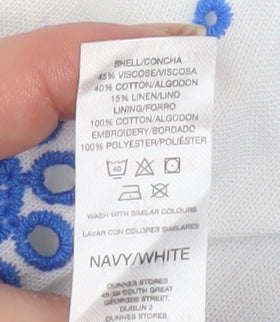 Savida Women's White Embroidered A-Line Midi Skirt Size 12