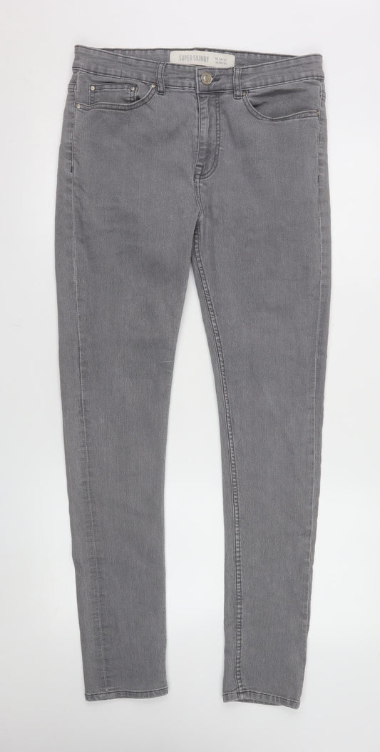 New Look Men Grey Super Skinny Denim Jeans Size 34 Regular