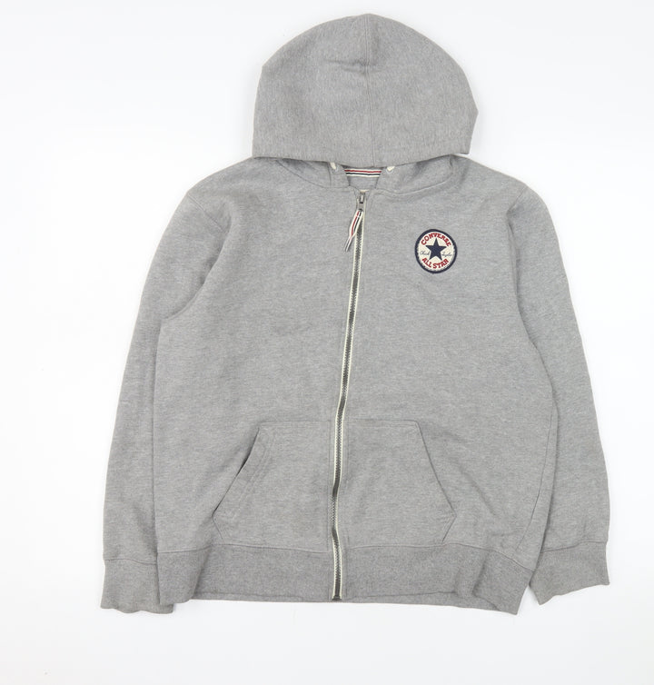 Converse Girls Grey Full Zip Hooded Jacket XL 13-15 Years Cotton Blend