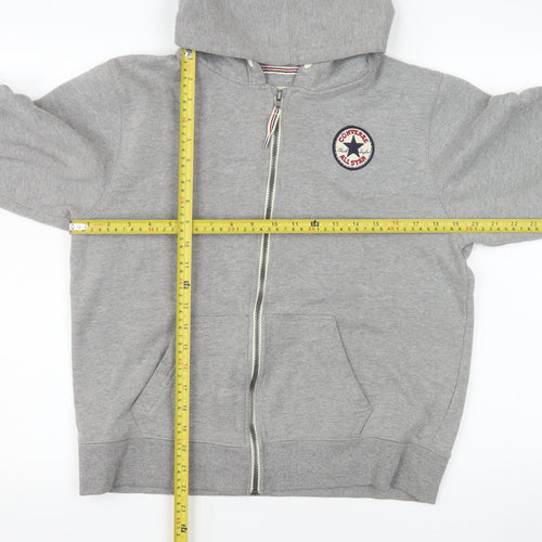 Converse Girls Grey Full Zip Hooded Jacket XL 13-15 Years Cotton Blend