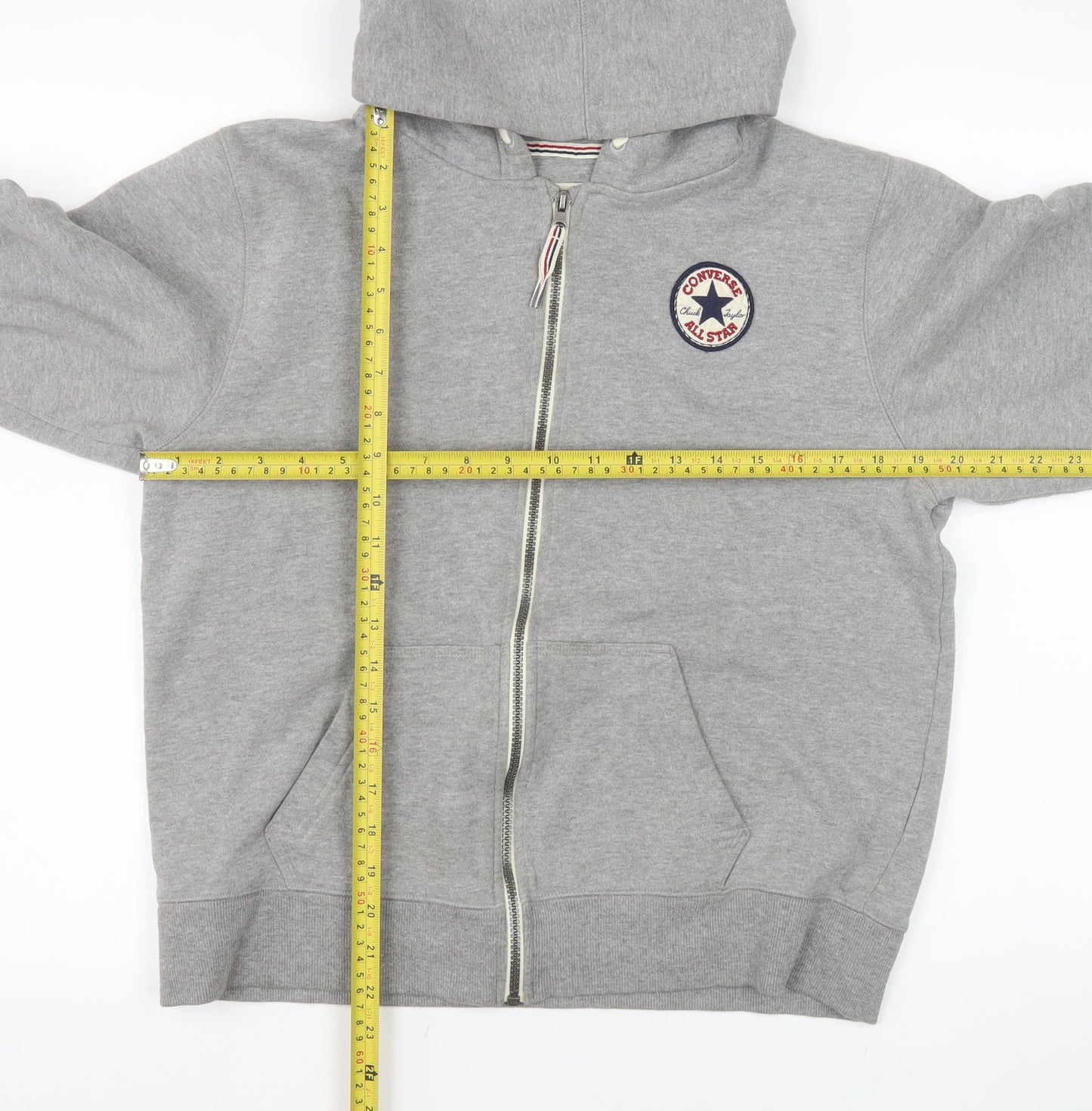 Converse Girls Grey Full Zip Hooded Jacket XL 13-15 Years Cotton Blend