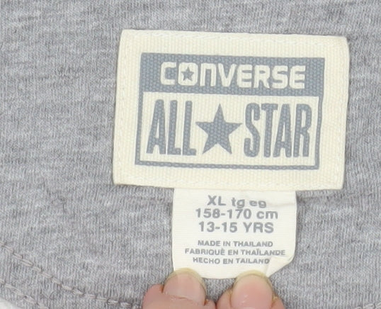 Converse Girls Grey Full Zip Hooded Jacket XL 13-15 Years Cotton Blend