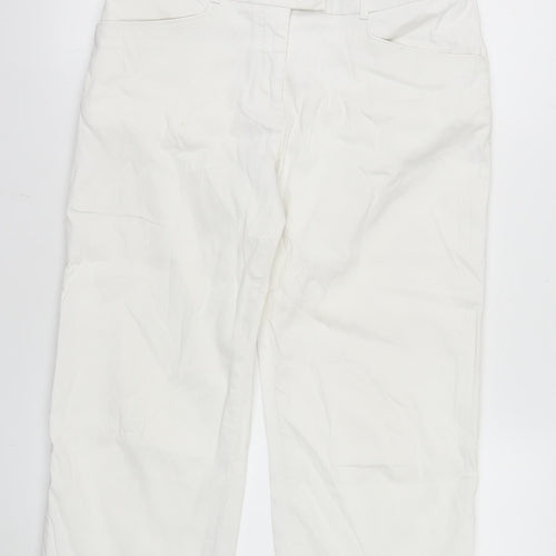 Tommy Hilfiger Women’s White Cropped Trousers M Cotton Blend
