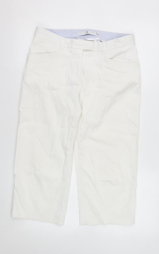 Tommy Hilfiger Women’s White Cropped Trousers M Cotton Blend
