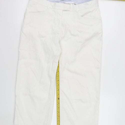 Tommy Hilfiger Women’s White Cropped Trousers M Cotton Blend
