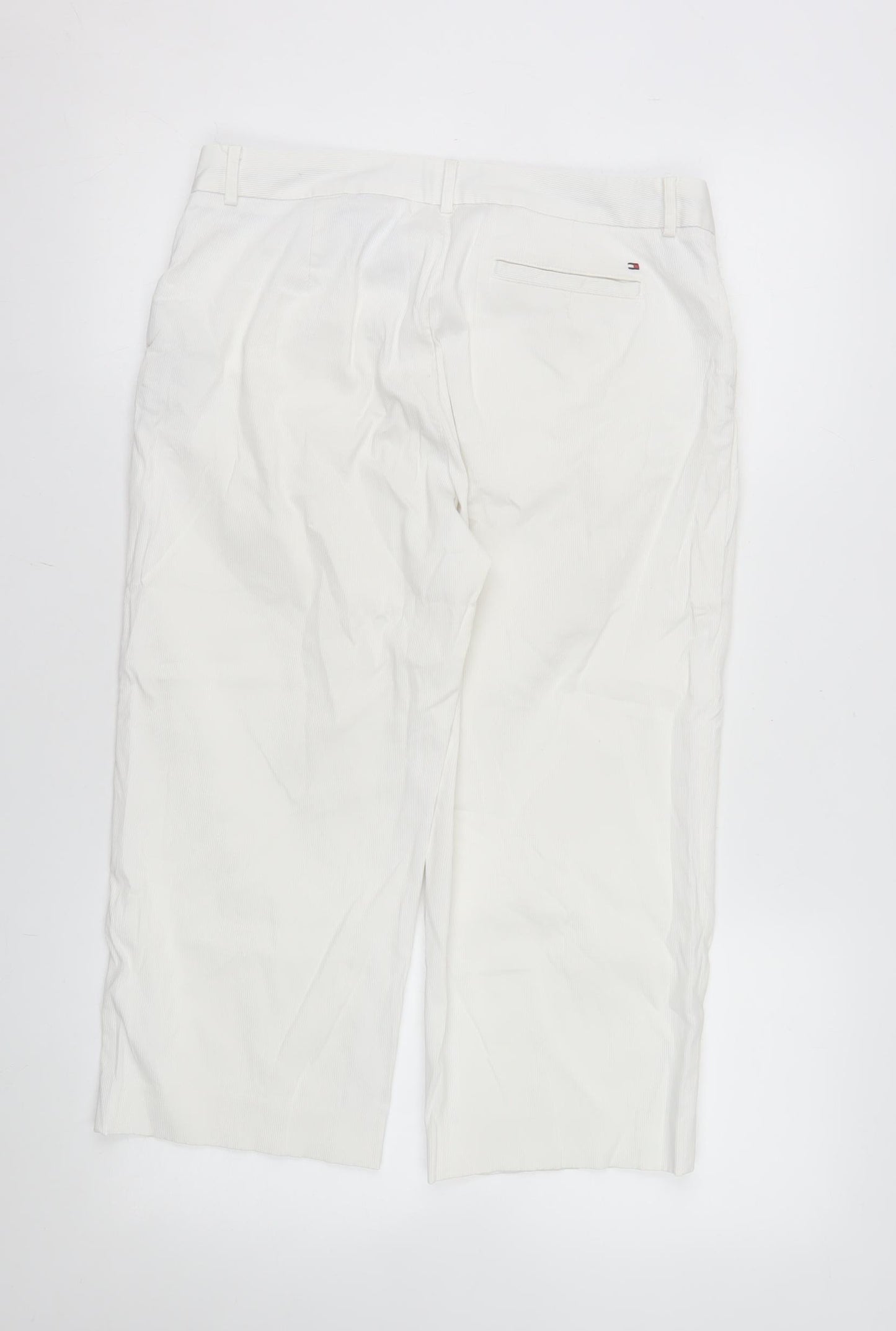 Tommy Hilfiger Women’s White Cropped Trousers M Cotton Blend