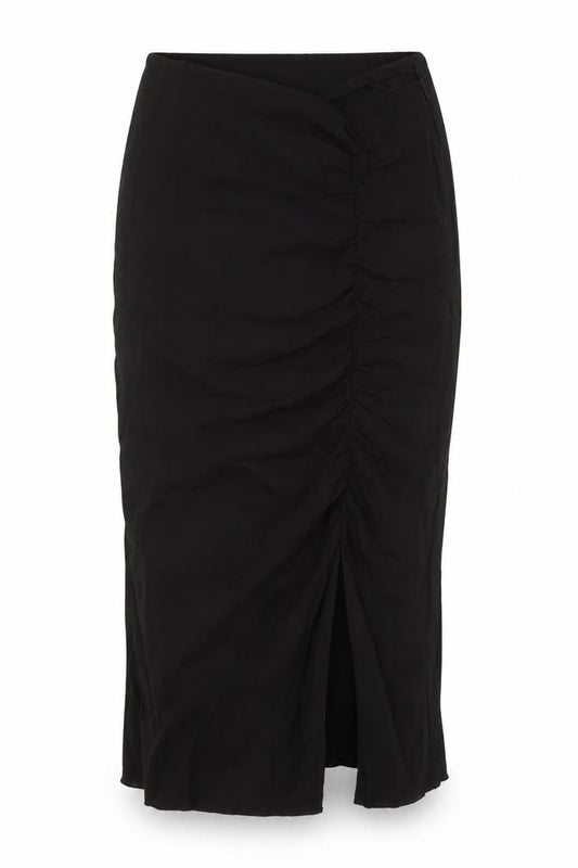 Front view of Lovechild 1979 Women's Black Midi Pencil Skirt, size 8, Stretch Viscose