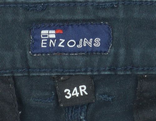 Enzo Jeans Men's Blue Slim Chino Trousers 34R Cotton Blend